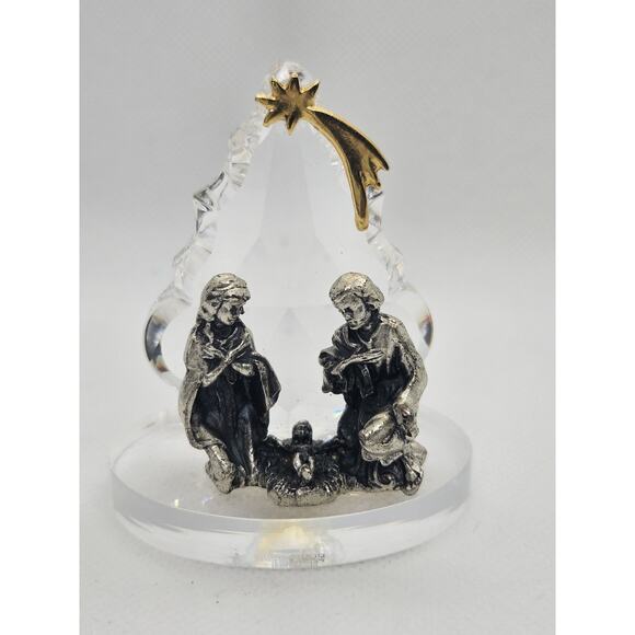 Crystal Christmas Nativity Scene Figurine Collectible Gift - Picture 2 of 5